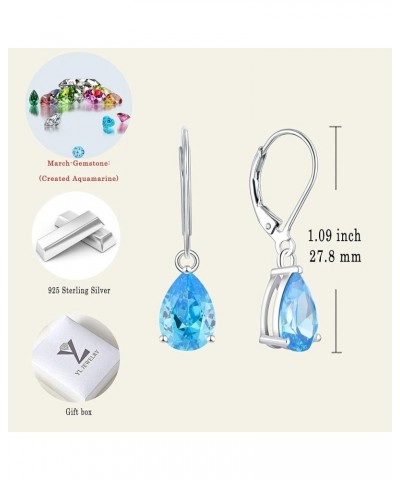 Dangle Drop Earrings 925 Sterling Silver Teardrop Leverback Earrings Birthstone Jewelry Gifts for Women 03-aquamarine-Mar $28...