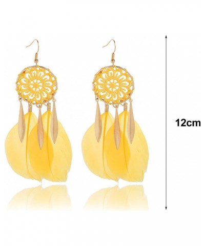 1 Pair Hook Earrings Dreamcatcher Shape Feather Jewelry Bohemian Tassels Earrings for Wedding Party Banquet Prom Hook Earring...