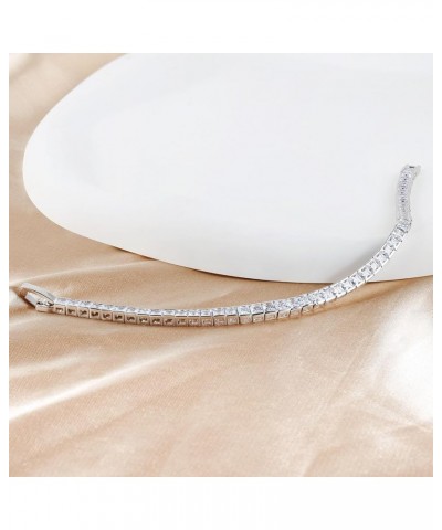 14K White Gold Plated Cubic Zirconia Classic Tennis Bracelet for Women 2mm-4mm CZ, Size 6-9 Inch white Gold Princess-cut 3mm ...