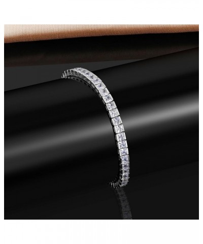 14K White Gold Plated Cubic Zirconia Classic Tennis Bracelet for Women 2mm-4mm CZ, Size 6-9 Inch white Gold Princess-cut 3mm ...