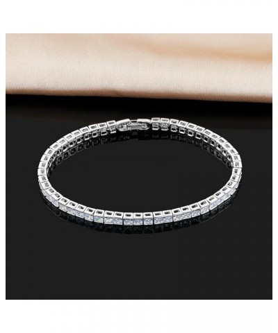 14K White Gold Plated Cubic Zirconia Classic Tennis Bracelet for Women 2mm-4mm CZ, Size 6-9 Inch white Gold Princess-cut 3mm ...