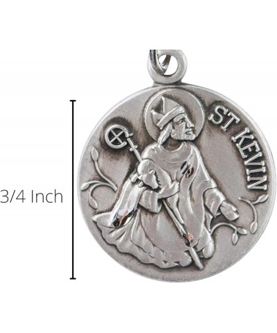 Round Pewter Catholic Patron Saint Medal on 28 Inch Cord Necklace Saint Kevin $10.59 Necklaces