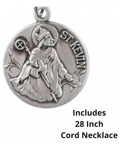 Round Pewter Catholic Patron Saint Medal on 28 Inch Cord Necklace Saint Kevin $10.59 Necklaces