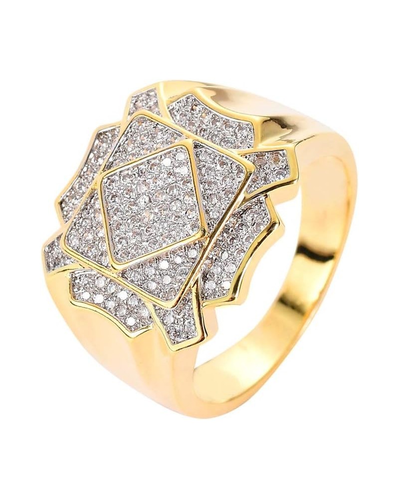 14K Hiphop Ring Gold Plated Iced Out Diamond CZ Eternity Wedding Engagement Band Ring for Men Women GOLD 12 Inches $10.70 Rings