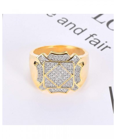 14K Hiphop Ring Gold Plated Iced Out Diamond CZ Eternity Wedding Engagement Band Ring for Men Women GOLD 12 Inches $10.70 Rings