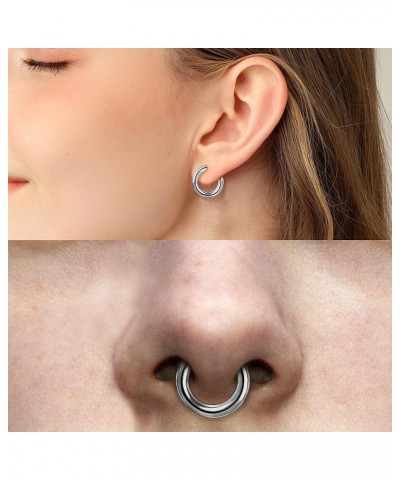 G23 Titanium 6G 8G 10G 12G Septum Rings Heavy Gauges Hinged Nose Rings Hoop Body Piercing Rings for Septum Nose Lip Jewelry C...