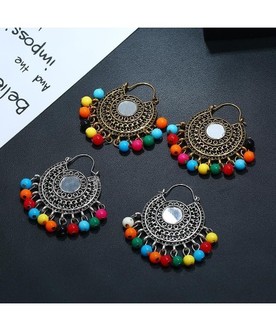 Antique Ethnic Brocade Mexico Gypsy Engraved Lotus Hook Dangle Earrings for Women and Girls goldB $7.53 Earrings