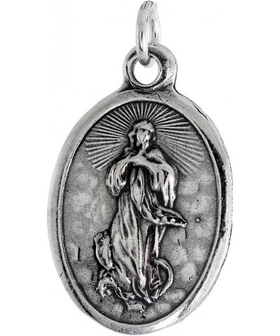 Sterling Silver Guardian Angel Medal Necklace Oxidized finish Oval 1.8mm Chain 16-inch $26.81 Necklaces