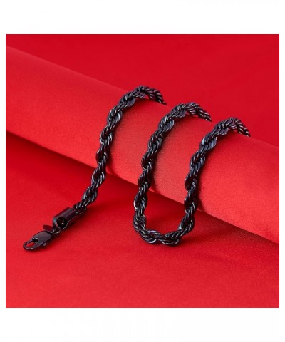 7mm Rope Chain Necklace 24k Real Gold Plated for Men and Women 24 inches 3 - Black $39.32 Necklaces