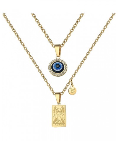 Zodiac Sign Necklace for Women Constellation Tarot Card Pendant Evil Eye Necklace Gold Protection Necklace Birthday Necklace ...
