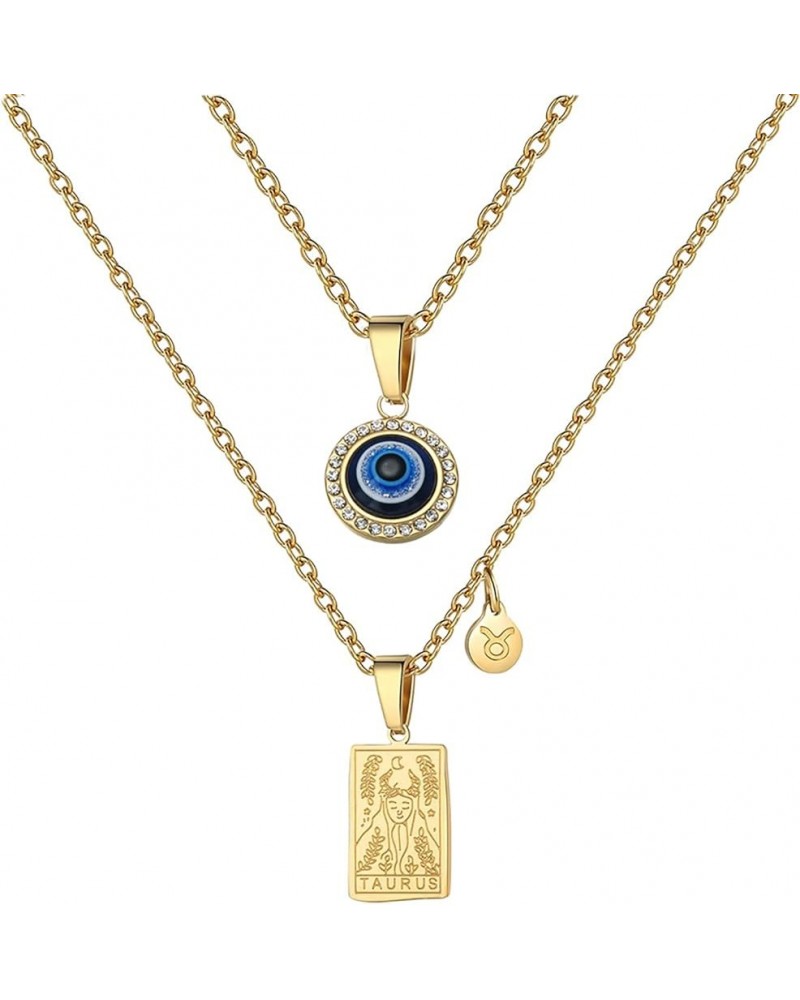 Zodiac Sign Necklace for Women Constellation Tarot Card Pendant Evil Eye Necklace Gold Protection Necklace Birthday Necklace ...