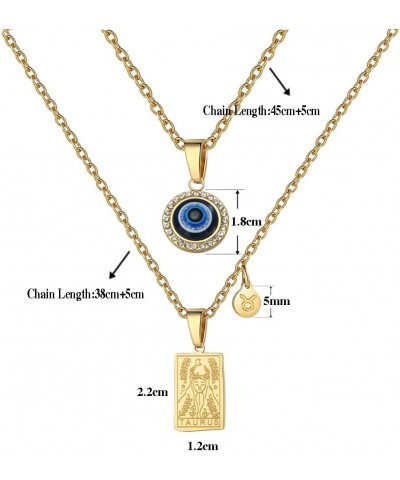 Zodiac Sign Necklace for Women Constellation Tarot Card Pendant Evil Eye Necklace Gold Protection Necklace Birthday Necklace ...