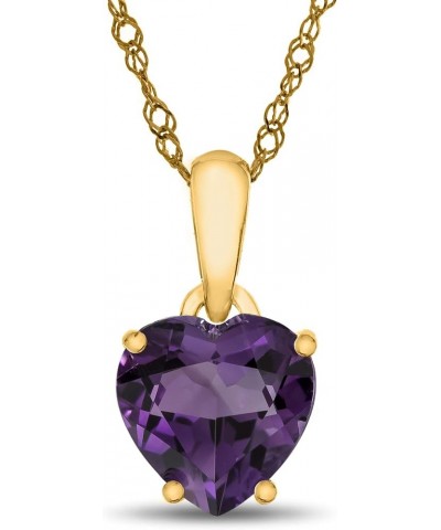 Solid 10k White Gold 7mm Heart Shaped Center Stone Pendant Necklace Amethyst Yellow Gold $54.25 Necklaces