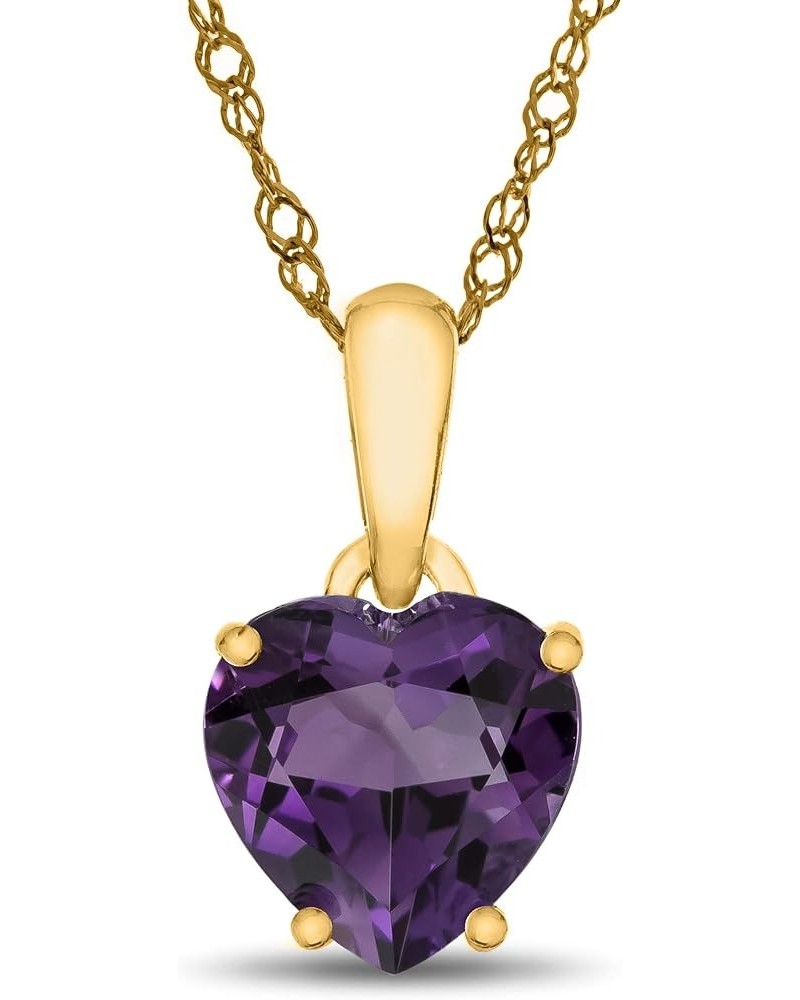 Solid 10k White Gold 7mm Heart Shaped Center Stone Pendant Necklace Amethyst Yellow Gold $54.25 Necklaces