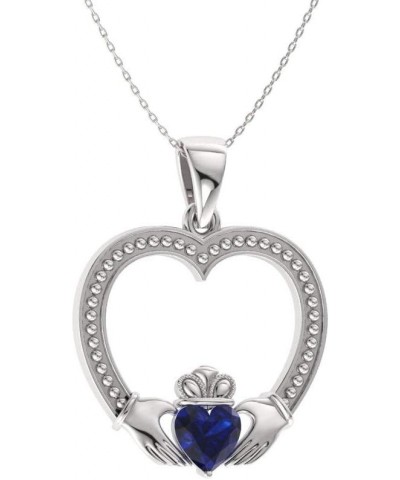 Natural and Certified Heart Cut Gemstone Claddagh Necklace in 14k Solid Gold | 0.30 Carat Pendant with Chain Valentine's Day ...