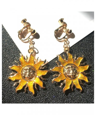 Sun God Earrings No Hole Ear Clips Gold-Color Sun Clip On Earring Without Piercing Minimalist Earrings Jewelry $9.63 Earrings