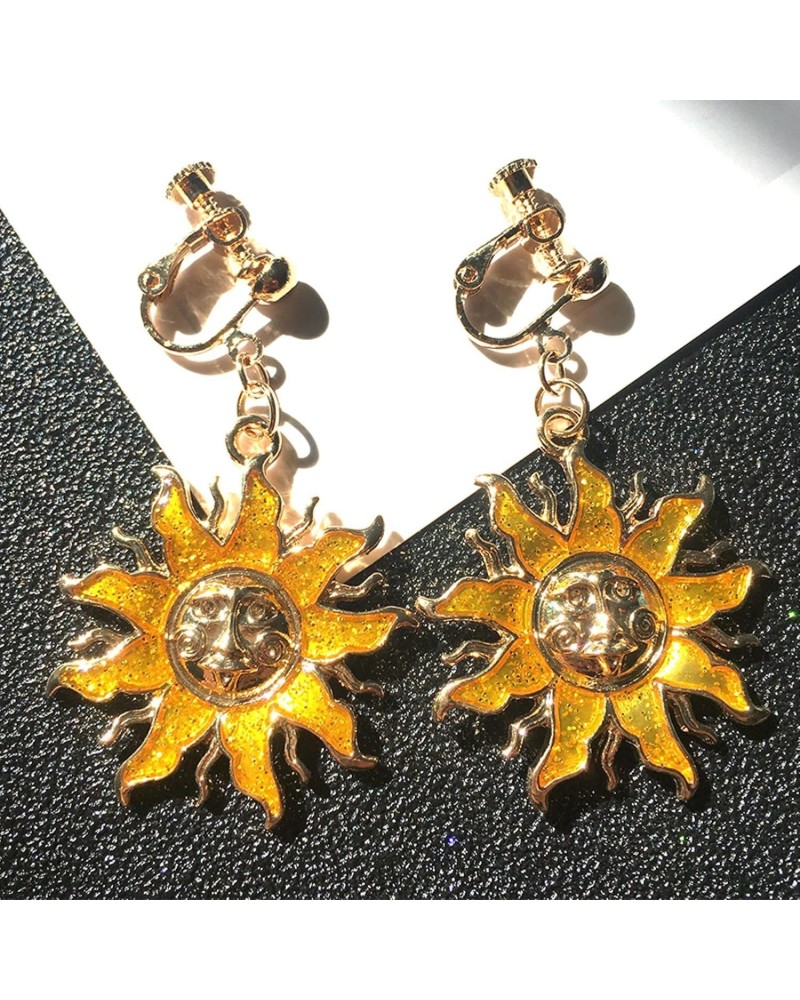 Sun God Earrings No Hole Ear Clips Gold-Color Sun Clip On Earring Without Piercing Minimalist Earrings Jewelry $9.63 Earrings