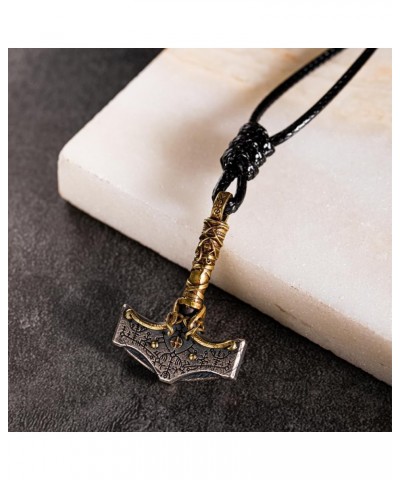 Viking Thor's Hammer Mjolnir Necklace for Men Women 925 Sterling Silver Amulet Protection Pendant with Vegvisir Compass Norse...