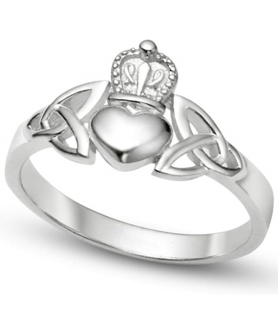 Nickel Free Sterling Silver Irish Claddagh Friendship and Love Band Celtic Ring w/Trinity Symbols $6.75 Rings