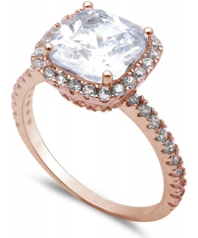 Sterling Silver 3ct Two Tone Cushion Cut Fine Cubic Zirconia Ring Sizes 5-10 Rose Gold Plated Clear Cubic Zirconia $13.65 Rings