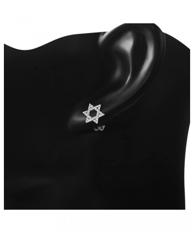 925 Sterling Silver CZ Jewish Star of David Stud Earrings White $14.35 Earrings