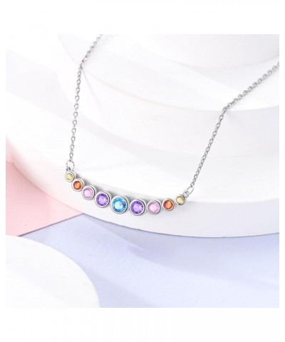 925 Sterling Silver Necklace for Women Heart Pendant Necklace Moon Pendant Necklace Colorful Cubic Zirconia Pendant with Chai...