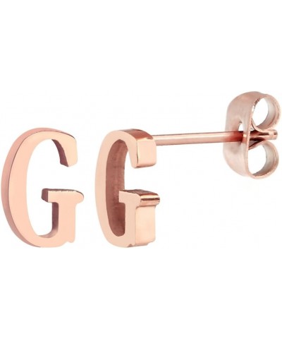 18k Rose Gold Plated Stainless-steel a Pair Initial Earrings 26 Initials Stud Earrings G $6.95 Earrings