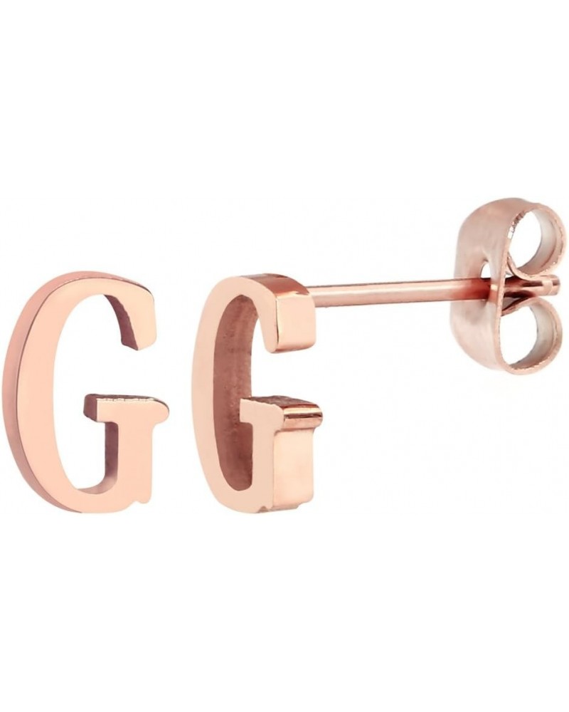 18k Rose Gold Plated Stainless-steel a Pair Initial Earrings 26 Initials Stud Earrings G $6.95 Earrings