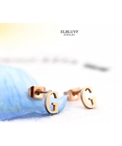 18k Rose Gold Plated Stainless-steel a Pair Initial Earrings 26 Initials Stud Earrings G $6.95 Earrings