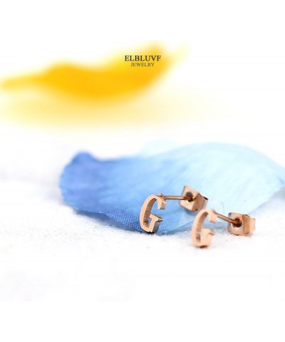 18k Rose Gold Plated Stainless-steel a Pair Initial Earrings 26 Initials Stud Earrings G $6.95 Earrings