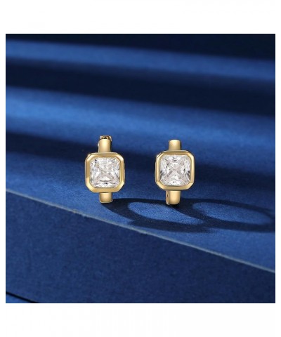 Hoop Earrings for Women 18K Yellow Gold Plated Modern Classic Cubic Zirconia Huggie Earrings Round&Square - 2 Pairs $10.25 Ea...