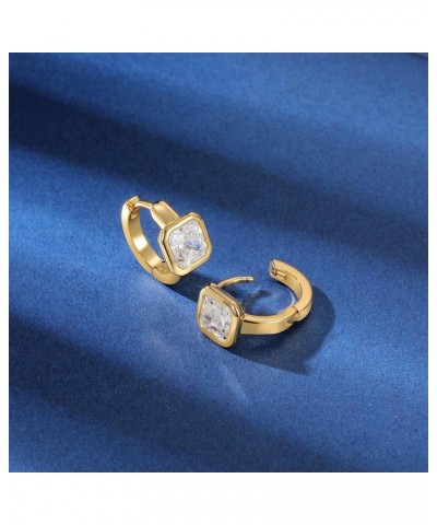 Hoop Earrings for Women 18K Yellow Gold Plated Modern Classic Cubic Zirconia Huggie Earrings Round&Square - 2 Pairs $10.25 Ea...