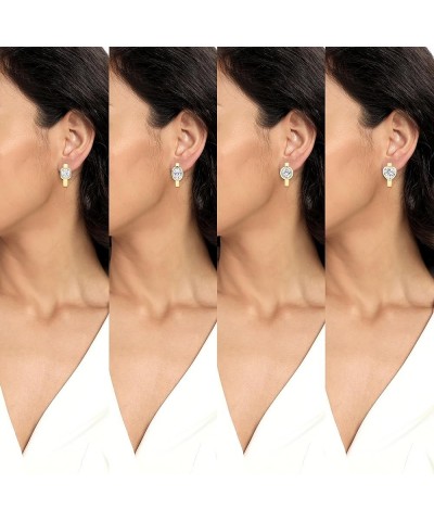 Hoop Earrings for Women 18K Yellow Gold Plated Modern Classic Cubic Zirconia Huggie Earrings Round&Square - 2 Pairs $10.25 Ea...