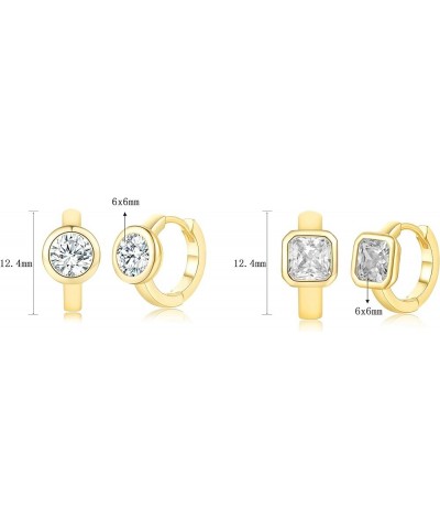 Hoop Earrings for Women 18K Yellow Gold Plated Modern Classic Cubic Zirconia Huggie Earrings Round&Square - 2 Pairs $10.25 Ea...