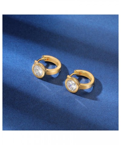 Hoop Earrings for Women 18K Yellow Gold Plated Modern Classic Cubic Zirconia Huggie Earrings Round&Square - 2 Pairs $10.25 Ea...