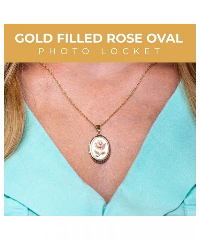 Personalized 14K Gold Filled Rose Oval Locket Custom Photo Necklace for Women and Men 3/4 Inch X 1 Inch Locket+Engraving $36....