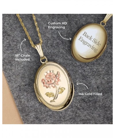 Personalized 14K Gold Filled Rose Oval Locket Custom Photo Necklace for Women and Men 3/4 Inch X 1 Inch Locket+Engraving $36....