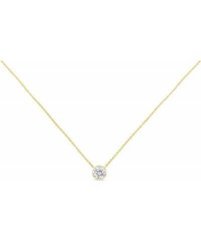 10K White, Yellow and Rose Gold Bezel-Set Diamond Solitaire Pendant Necklace (H-I Color, SI2-I1 Clarity) - Choice of Gold Col...