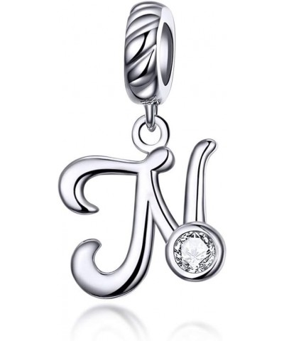 Letter Charm 925 Sterling Silver with Cubic Stones Initial A~Z Gift Options Alphabet Charm Dangle Charm fit Personalized Gift...