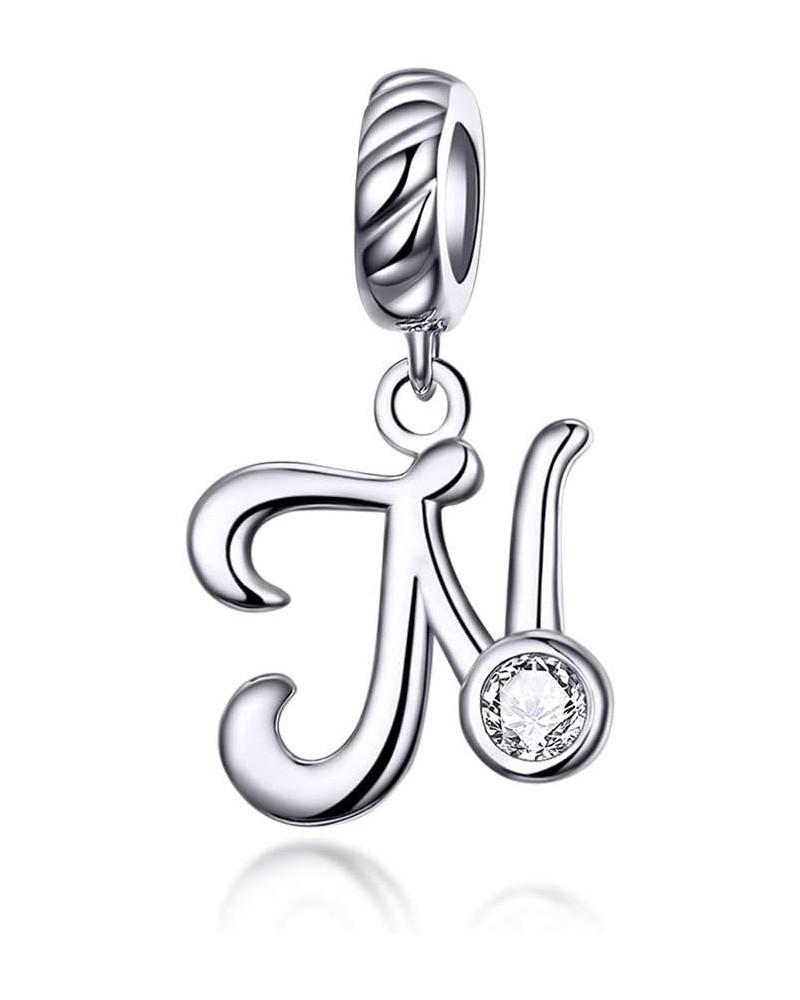 Letter Charm 925 Sterling Silver with Cubic Stones Initial A~Z Gift Options Alphabet Charm Dangle Charm fit Personalized Gift...