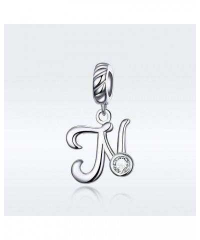 Letter Charm 925 Sterling Silver with Cubic Stones Initial A~Z Gift Options Alphabet Charm Dangle Charm fit Personalized Gift...