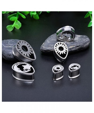 Double Flared Silver Color Gauges and Plugs Sun and Moon Matched Pair Tunnels Earrings 0g to 1 Inch. S8451G 00g(10mm) $8.47 B...