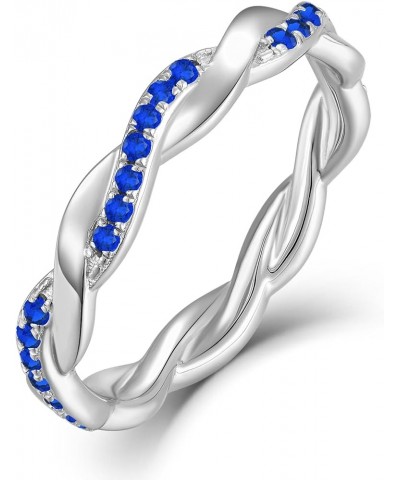 Twisted Rope Rings 925 Sterling Silver Stackable Ring 1.25mm Birthstone Eternity Band for Women 09-sapphire-Sept $29.69 Rings