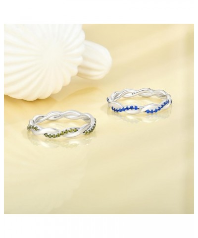 Twisted Rope Rings 925 Sterling Silver Stackable Ring 1.25mm Birthstone Eternity Band for Women 09-sapphire-Sept $29.69 Rings