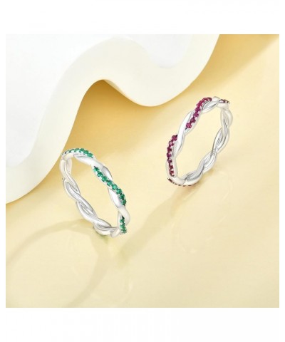 Twisted Rope Rings 925 Sterling Silver Stackable Ring 1.25mm Birthstone Eternity Band for Women 09-sapphire-Sept $29.69 Rings