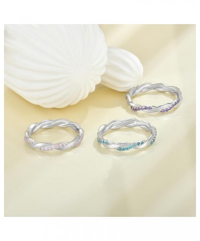 Twisted Rope Rings 925 Sterling Silver Stackable Ring 1.25mm Birthstone Eternity Band for Women 09-sapphire-Sept $29.69 Rings