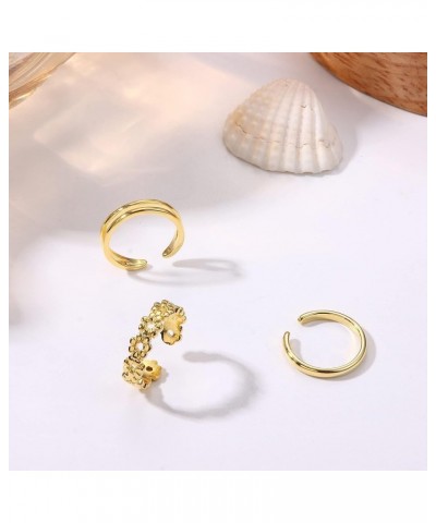 14K Gold Filled Toe Rings Adjustable Open Toe Rings Cubic Zirconia Band Toe Ring Set Summer Beach Foot Jewelry Set 1 ROW+2ROW...