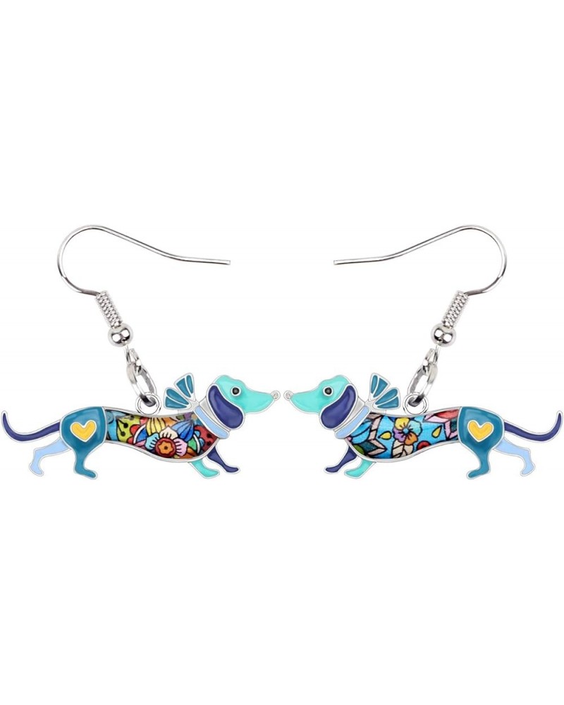 Enamel Alloy Dachshund Dog Earrings Dangle Drop Fashion Cute Animal Jewelry For Women Girls Gift Charms Navy $6.62 Earrings