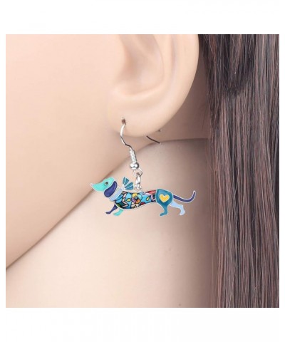 Enamel Alloy Dachshund Dog Earrings Dangle Drop Fashion Cute Animal Jewelry For Women Girls Gift Charms Navy $6.62 Earrings