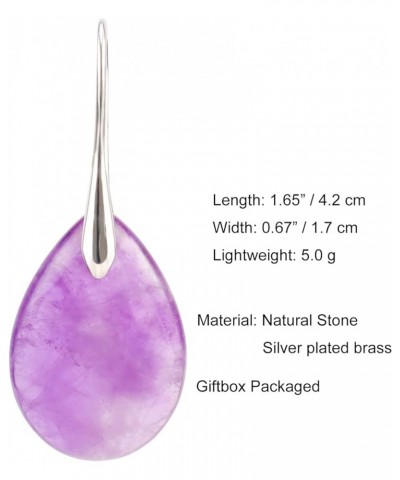 Natural Stone Teardrop Earrings Crystal Healing Birthstone Dangle Earrings Purple $10.19 Earrings